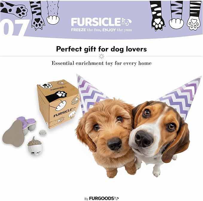 FurSicle Freezable Dog Treat Ball/ Frozen Feeder Enrichment Lick Toy | Interactive Treat Dispensing Puzzle/ Slow Feeder | Puppy Teething, Boredom/ Anxiety Relief | Gift for Small, Medium, Large Dogs