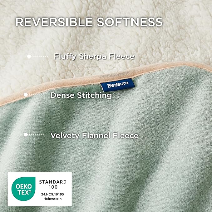 Bedsure Waterproof Dog Blankets for Small Dogs - Small Cat Blanket Washable for Couch Protection, Sherpa Fleece Puppy Blanket, Soft Plush Reversible Throw Furniture Protector, 25"X35", Light Green