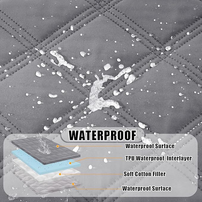 Smiry Waterproof Dog Bed Cover Blanket 52x82, Soft Reversible Pet Blanket, Washable Leakproof Cats Dogs Couch Cover for Sofa, Couch, Furniture, Grey/Light Grey