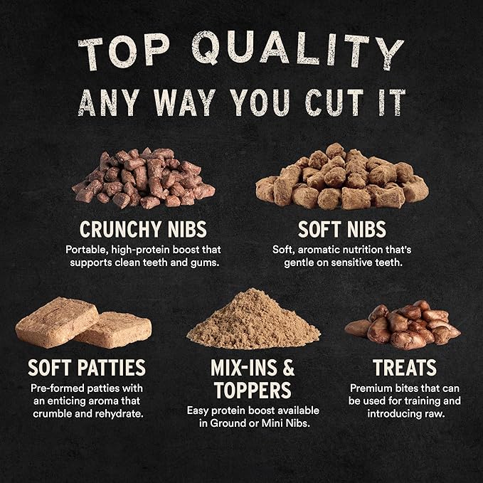 Vital Essentials Freeze Dried Dog Food, Raw Beef Crunchy Mini Nibs | Complete Meal or Mixer | High Protein, Low Carb, Grain Free, Dry Dog Food | 3 lb Big Bag
