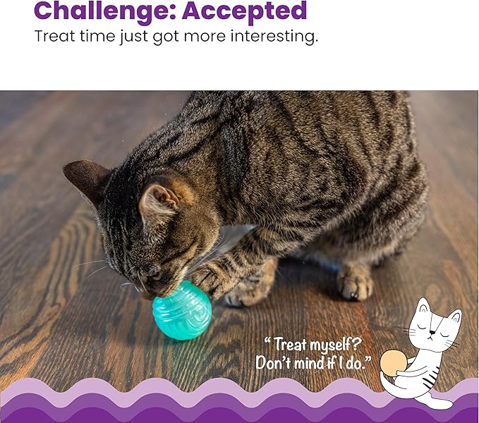 Catstages Ball Treat Stuffer Cat Toy – Interactive Treat Dispensing Ball for Cats, Mental Stimulation & Physical Exercise, Soft & Durable, Green