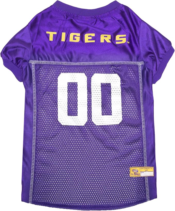 Pets First NCAA College LSU Tigers Mesh Jersey for DOGS & CATS, X-Small.Licensed Dog Jersey with your Favorite Football/Basketball College Team