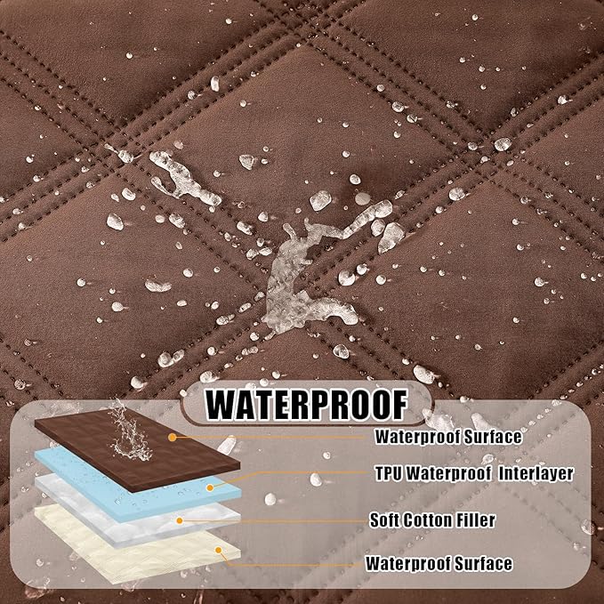 Smiry Waterproof Dog Bed Cover Blanket 30x53, Soft Reversible Pet Blanket, Washable Leakproof Cats Dogs Couch Cover for Sofa, Couch, Furniture, Brown/Beige