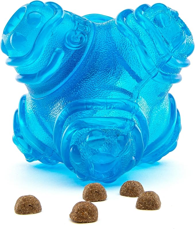 GURU Pet: Puzzle Jack - Medium - 5.5" Blue Dog Toy, Interactive Treat Dispensing, Slow Feeding, Easy Loading, Durable Chew, Tumble-Bounce-Solve-Play