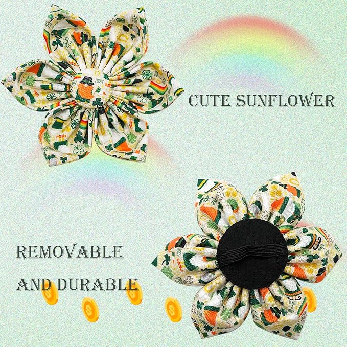 Elegant little tail St. Patrick's Dog Collar, Green Clover Dog Collars Cute Pet Gift Cute Puppy Flower Adjustable Pet Collars for X-Large Dogs