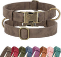 Didog Soft PU Leather Dog Collar, Stylish Quick Released Dog Collar for Large Dogs, Easy Clean Adjustable Pet Collar for Daily Walking, Brown, XL Fit 17-27" Neck