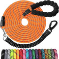 jenico Long Dog Leash 50FT: Heavy Duty Nylon Rope Leashes for Dogs Training with Reflective Threads Bungee and Padded Handle - Dog Lead for Large Small Medium Dogs Outside Walking Hiking