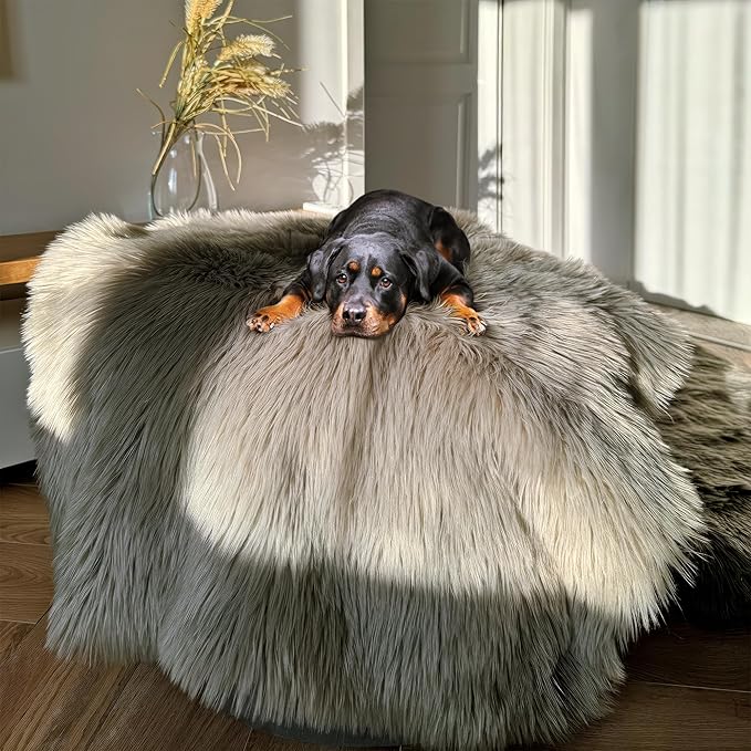 Waterproof Dog Blanket for Small, Medium & Large Dogs – Faux Fur Pet Throw for Couch, Sofa, Bed & Car – Soft, Washable, Stain-Resistant, Durable Cover – Grey – 80" x 60"