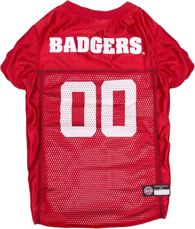 Pets First NCAA College Wisconsin Badgers Mesh Jersey for DOGS & CATS, X-Small.Licensed Dog Jersey with your Favorite Football/Basketball College Team