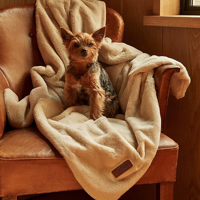 UnHide Lil’ Pet Marsh – Faux Fur Pet Blanket – Extra Soft, Lightweight, Washable Dog Blanket – Comfort and Protection for Couch, Crate, or Bed – Taupe Ducky 34 x 44