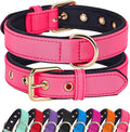 Didog Soft Padded Dog Collar for Large Dogs, Lightweight and Breathable Dog Collar with Metal Buckle, Pink, XL