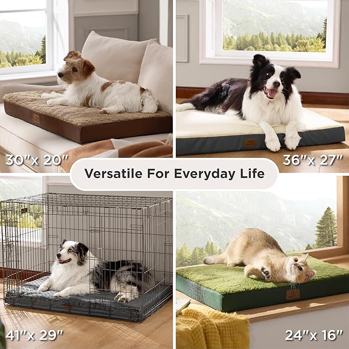 Bedsure Giant Dog Bed for Jumbo Dogs - 53" x 36" Flat Pet Beds with Removable Washable Cover, Orthopedic Egg Crate Foam Mat for Long-Bodied Pets Up to 120 lbs