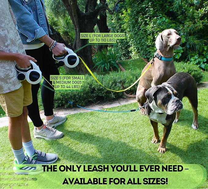 Snuggle Paws All-in-One Retractable Dog Leash 16ft – LED Flashlight, Poop Bag Holder, Chew-Proof Cable, Reflective Tape, No-Tangle – Heavy Duty for Large Dogs up to 110 lbs