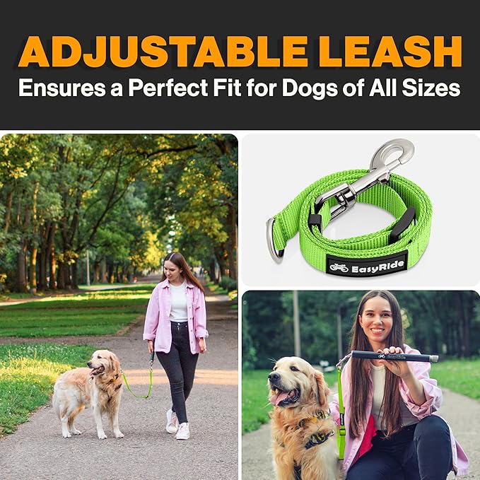 V2.0-180° Rotating Dog Bike Leash - with Shock Absorbers and Quick Attach Mechanism | Carbon Fiber | Detachable, Adjustable for The Smoothest Ride- Patent Pending (Green)