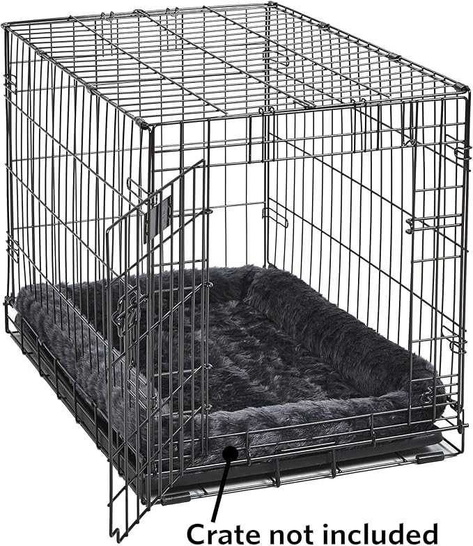MidWest Homes for Pets Dog Bed â€“ Gray Faux Fur Bolster, Ultra-Soft and Machine Washable, Fits 24-Inch Crates and Carriers, for Small Dogs and Cats
