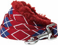 Blueberry Pet Scottish Argyle Fleece Padded Dog Leash with Soft & Comfortable Handle, 5 ft x 5/8", Merlot Red, Small, Leashes for Dogs