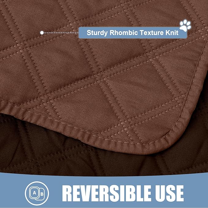 Smiry Waterproof Dog Bed Cover Pet Blanket, Soft Washable Dog Blanket for Furniture Bed Couch Sofa Reversible, Checkered (52"x82", Brown/Chocolate)