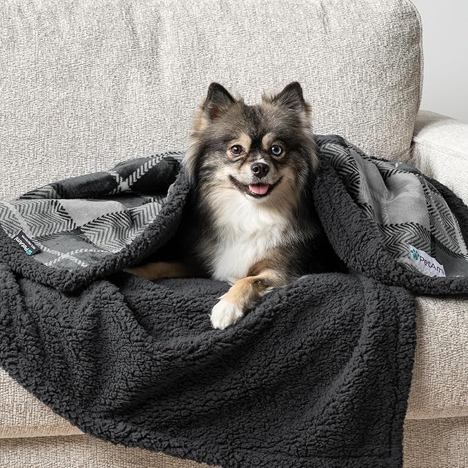PetAmi Waterproof Dog Blanket for Medium Large Dog Puppy Cat Throw for Couch Cover Leakproof Protection, Sherpa Fleece, Reversible Soft Washable 60x40 Wine Red