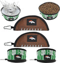 NFL Denver Broncos Pets First Collapsible Dog Travel Bowl Set, 2 Pack Food and Water Bowls for Dogs, Best Portable & Lightweight Leak-Proof Dog Bowls for Travel