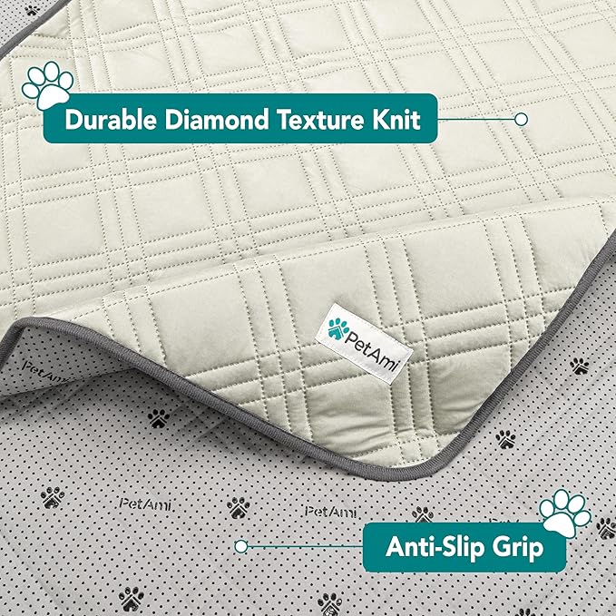 PetAmi Waterproof Cooling Mat for Dog, Premium Pet Cooling Blanket for Bed Crate, Anti Slip Indoor Dog Cool Pad for Sleeping, Q-MAX Large Sofa Couch Cover Mat for Cat, Beige, 40x60