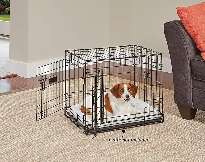 MidWest Homes for Pets QuietTime Dog Bed – White Fleece Bolster, Ultra-Soft and Machine Washable, Fits 24-Inch Crates and Carriers, for Small Breed Dogs