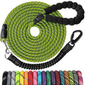 Long Dog Leash 15 FT: Heavy Duty Rope Leashes for Dogs Training with Swivel Lockable Hook Reflective Threads Bungee and Padded Handle - Dog Lead for Large Small Medium Dogs Outside Walking Hiking