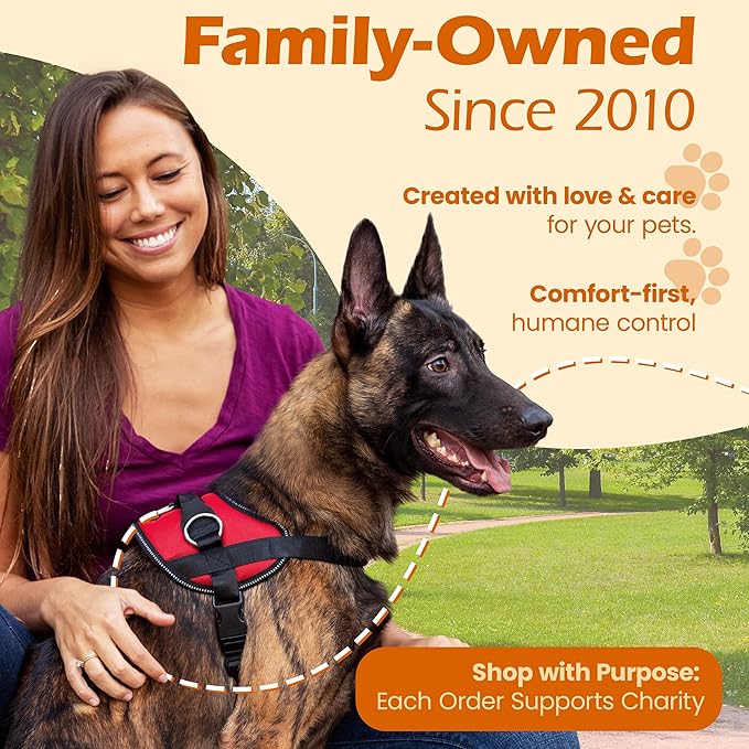 Bark Appeal Red No-Pull Dog Harness for Extra Small Sized Pets – Adjustable, Reflective Vest with 3 Leash Clips for Added Control, Easy Walks & Training – XS