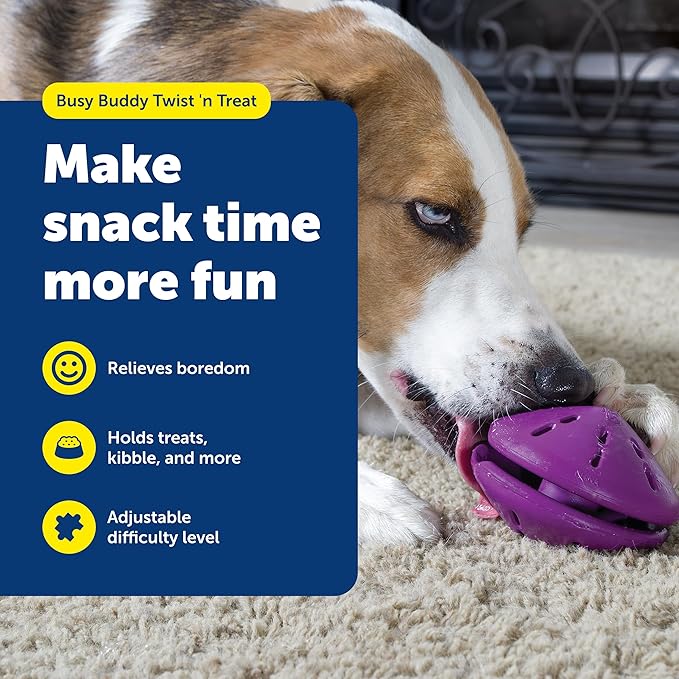 PetSafe Busy Buddy Twist'n Treat - BPA-Free Adjustable Meal Dispenser & Training Toy - Interactive Enrichment for Hard Chewers - Compatible with Hard & Smearable Treats - Helps Clean Teeth - Large