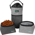 PetAmi Travel Dog Food Bag with 2 Collapsible Bowls Waterproof Dog Kibble Storage & Foldable Food Water Bowls for Dogs & Cats, Hiking & Camping (Heather Grey)