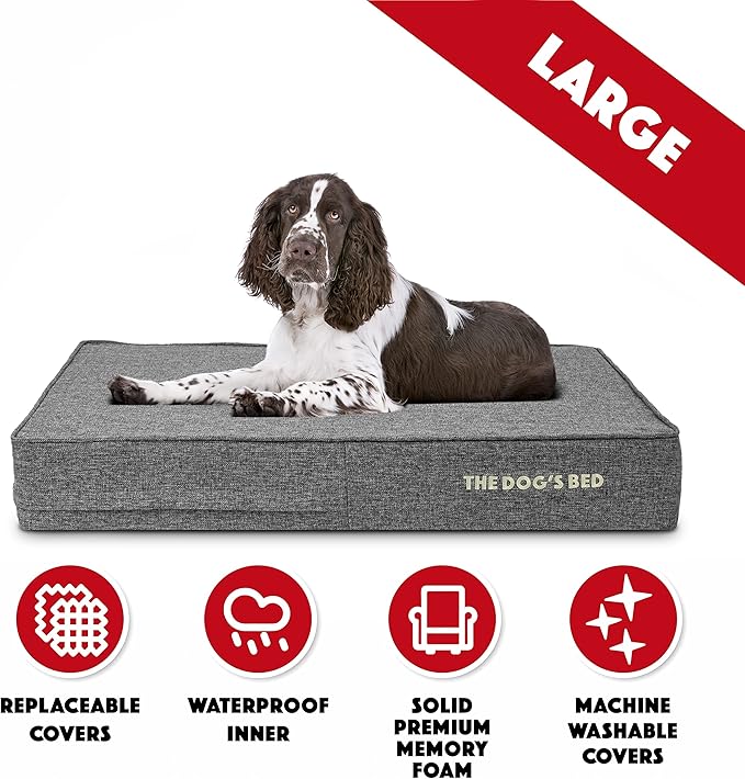 The Dog’s Bed Orthopedic Memory Foam Dog Bed Mattress, Linen Fabric, Grey Linen, Large, 6-Inch