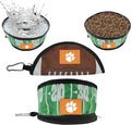 Pets First NCAA Clemson Tigers Collapsible Dog Travel Bowl, Food and Water Bowl for Dogs & Cats. Lightweight Leak-Proof Pet Bowl for Travel with Football Field & Pebble-Grain Design