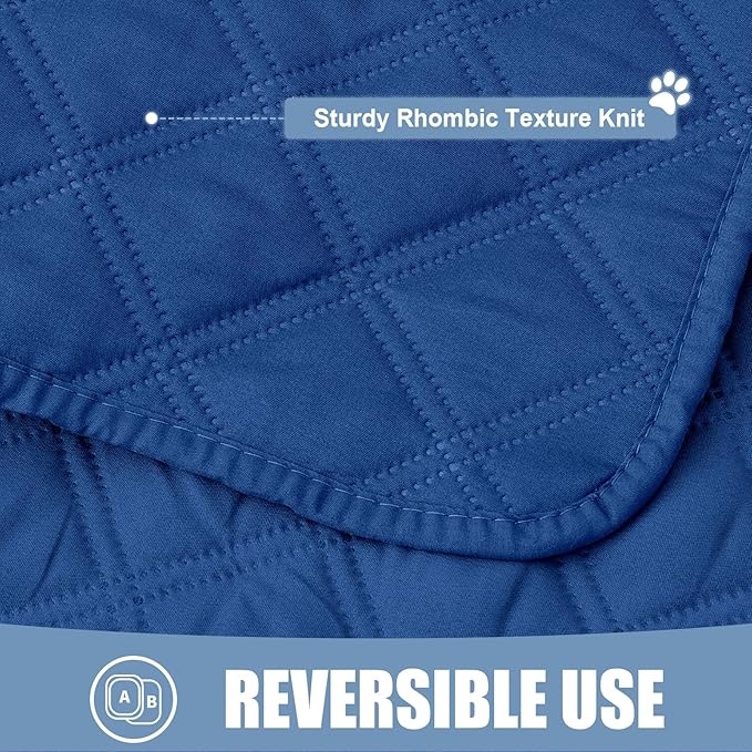 Smiry Waterproof Dog Bed Cover Pet Blanket, Soft Washable Dog Blanket for Furniture Bed Couch Sofa Reversible, Checkered (52"x82", Navy/Navy)