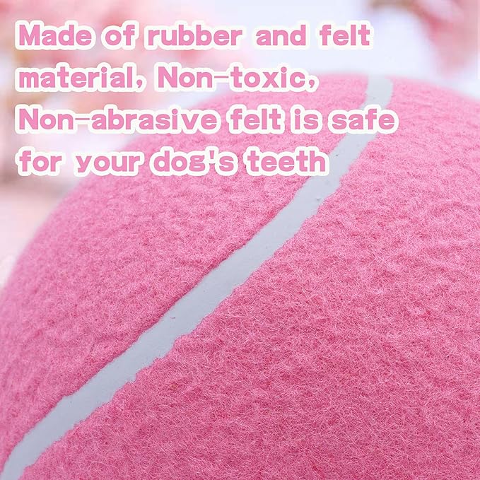 Giant 9.5" Dog Toy Ball - Oversize Interactive Puzzle Toy with 1*Ball Pump + 1*Needle for Small, Medium, Large Dogs (Pink)