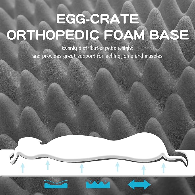 Dog Bed Mats for Large Jumbo Big Dog - Orthopedic Dog Pet Durable Crate Bed Mattress of Thick Egg Foam Crate, Rose Plush Cover, Waterproof Lining and Non-Slip Bottom (XXL(47''x29''x4''), Grey Side)