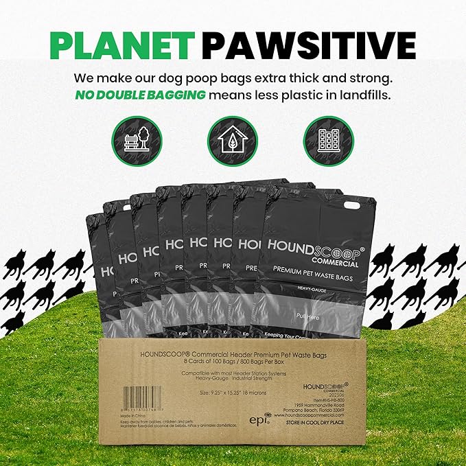 800 Count Pull-Strap Header Pet Waste Bags, 8 Header Packs of 100 Bags, Dog Waste Station Bags for HOA, Residential, XL and Strong, Easy Single Pull for Poop Station Dispensers