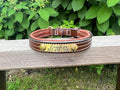 Leaders Leather Dog Collar with Customized Name Plate (5ft Leash Dual Padded)
