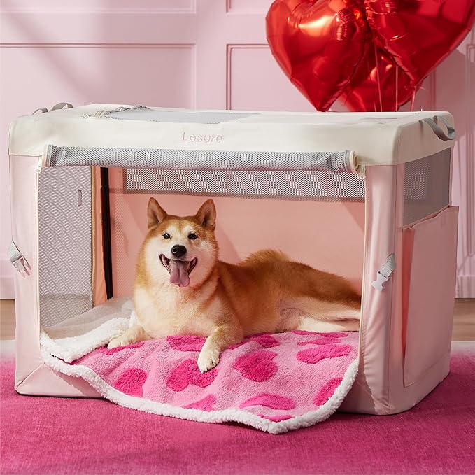 LE SURE Waterproof Puppy Blanket for Large Dogs - Washable Double Sided Dog Blankets Valentine's Day Gift with Warm Soft Sherpa Fleece, Pet Cat Blanket for Couch Protection, Lover Hearts