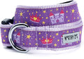 THE WORTHY DOG Collar for Large Dogs, Adjusts 18-24 inches, Durable Nylon Webbing, Quick Release Buckle, Princess Pattern, Purple, X-Large