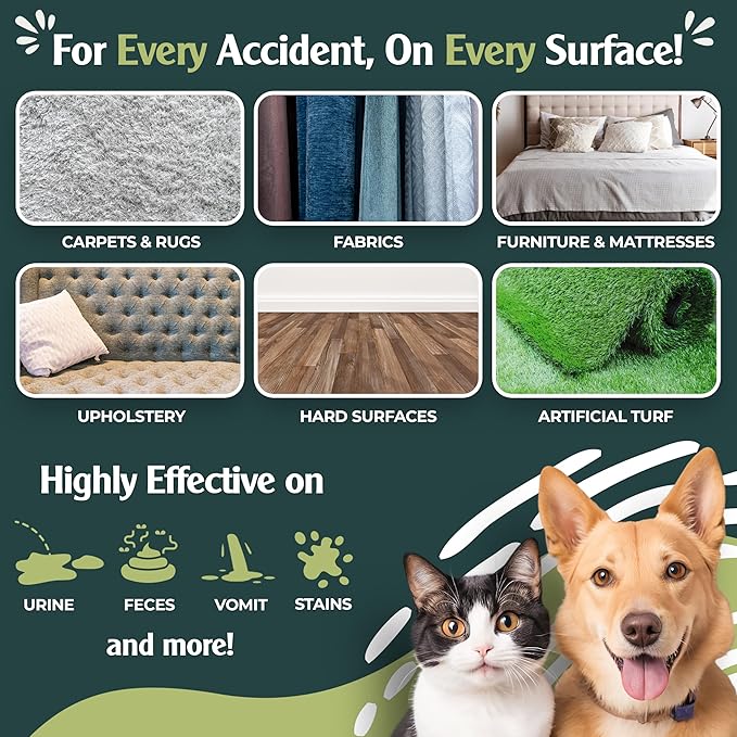 Urine Destroyer Enzyme Cleaner Spray | Cat & Dog Urine Stain and Odor Eliminator | Enzymatic Carpet Cleaner for Pets | Cat Pee Enzyme Cleaner (24oz)
