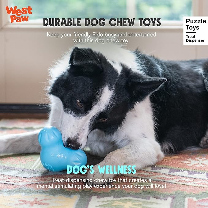 WEST PAW Zogoflex Tux Treat Dispensing Dog Chew Toy – Interactive Chewing Toy for Dogs – Dog Games for Aggressive Chewers, Fetch, Catch – Holds Kibble, Treats, Large 5", Granny Smith
