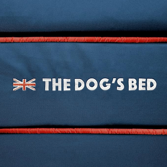 The Dog’s Bed Orthopedic Memory Foam Dog Bed with Bolsters, Oxford Fabric, Blue with Dark Red Trim, Large
