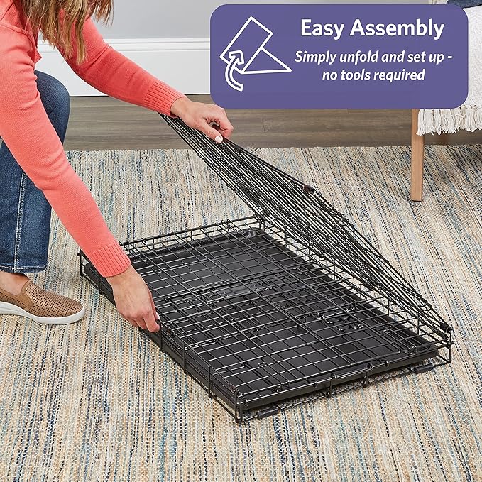 MidWest Homes for Pets 36-Inch iCrate for Medium-Large Breeds, 41-70 lbs, Single Door Folding Dog Crate with Divider Panel, Leak-Proof Tray & Secure Latches, Portable, Durable & Easy to Assemble