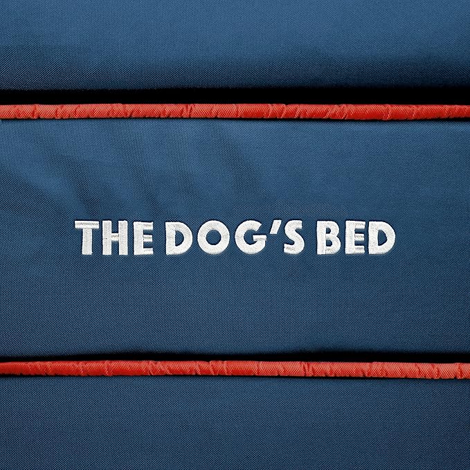The Dog’s Bed Orthopedic Memory Foam Dog Bed with Bolsters, Oxford Fabric, Blue with Dark Red Trim, Large