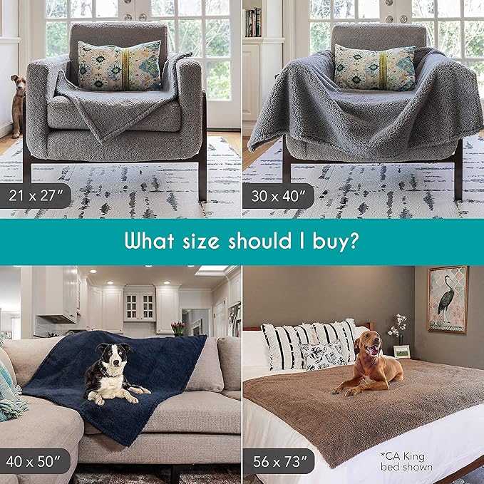 rocket & rex Medium Waterproof Dog Blanket, Grey, Washable Waterproof Pet Blanket Protects Beds, Couches & Other Furniture, Premium Fleece Fabric with Reversible Faux Suede, 30" x 40" (Pack of 1)