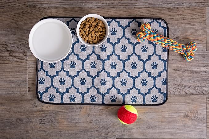 Bone Dry Paw & Patch Ceramic Pet Collection, Small Bowl, 4.25x2", Nautical Blue