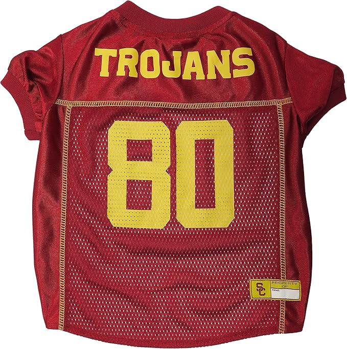 Pets First NCAA College USC Trojans Mesh Jersey for DOGS & CATS, X-Small.Licensed Dog Jersey with your Favorite Football/Basketball College Team