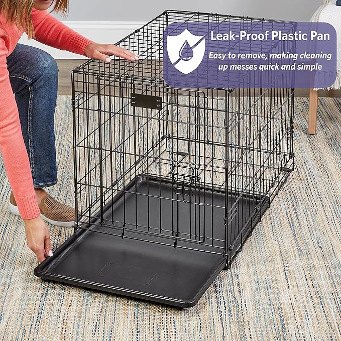 MidWest Homes for Pets 24-Inch iCrate Folding Dog Crate with Divider Panel, Leak-Proof Tray & Secure Latches – Metal Wire Kennel for Small Breeds – Portable, Durable & Easy to Assemble